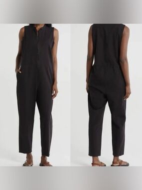 Eileen Fisher 3X Black Sleeveless Organic Cotton Blend Jumpsuit Minimalist